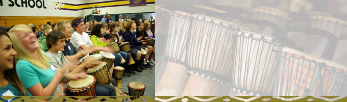 students in an interactive drumming program 
